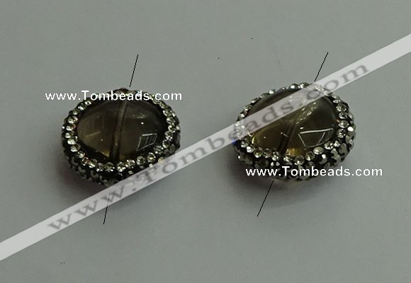 NGC6580 18mm - 20mm flat round smoky quartz connectors wholesale