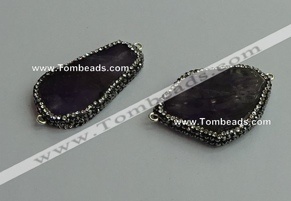 NGC6628 25*40mm - 35*40mm freeform amethyst connectors