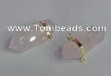 NGC665 10*35mm - 15*40mm faceted nuggets rose quartz connectors