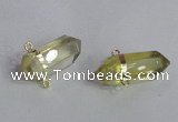 NGC666 10*35mm - 15*40mm faceted nuggets lemon quartz connectors