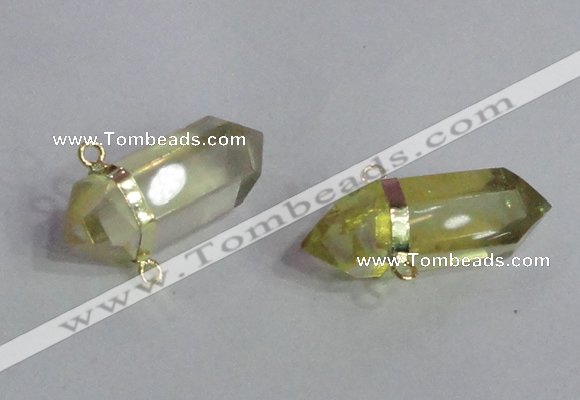 NGC666 10*35mm - 15*40mm faceted nuggets lemon quartz connectors