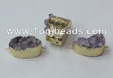 NGC687 15*28mm - 20*30mm freeform druzy amethyst connectors