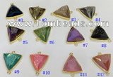 NGC7003 20*20mm faceted triangle plated druzy agate connectors