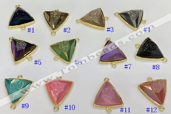 NGC7003 20*20mm faceted triangle plated druzy agate connectors