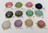 NGC7012 20mm faceted coin plated druzy agate connectors