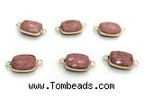 NGC7028 11*15mm faceted rectangle pink wooden jasper connectors