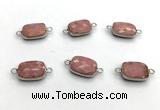 NGC7033 11*15mm faceted rectangle pink wooden jasper connectors