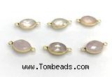 NGC7035 11*15mm faceted oval rose quartz connectors