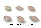 NGC7047 11*15mm faceted oval rose quartz connectors