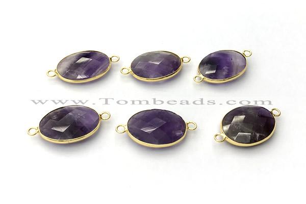 NGC7052 17*22mm faceted oval amethyst connectors