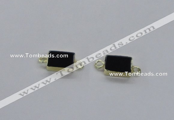 NGC715 10*14mm rectangle black agate connectors wholesale