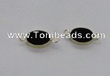 NGC717 13*18mm oval black agate gemstone connectors wholesale