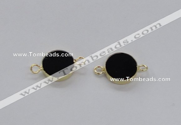 NGC719 16mm coin black agate gemstone connectors wholesale