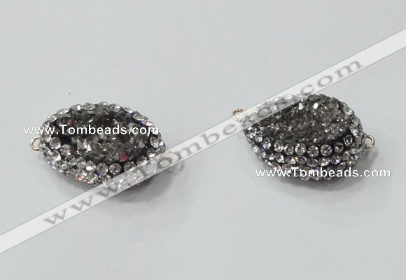NGC733 16*22mm - 18*25mm freeform plated druzy agate connectors
