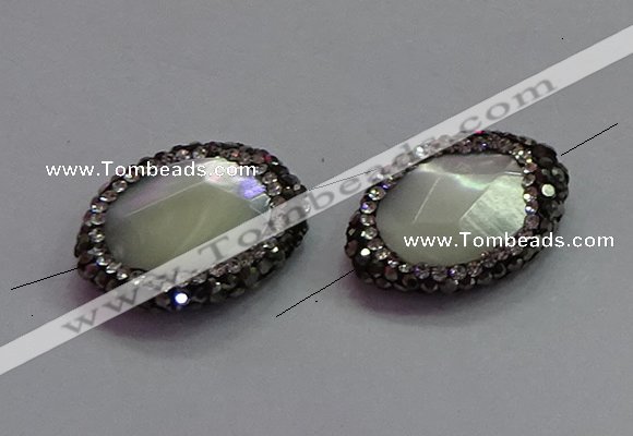 NGC7512 15*20mm faceted freeform shell pearl connectors wholesale