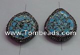 NGC7527 35*40mm - 38*45mm freeform turquoise connectors wholesale