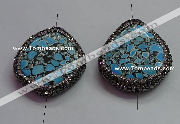 NGC7527 35*40mm - 38*45mm freeform turquoise connectors wholesale