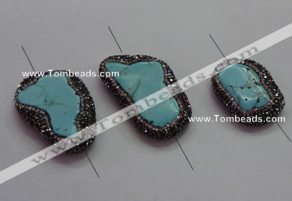 NGC7530 15*20mm - 18*25mm freeform turquoise connectors wholesale