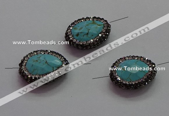 NGC7532 18*22mm - 20*25mm faceted teardrop turquoise connectors