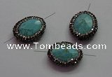 NGC7533 18*22mm - 20*25mm faceted oval turquoise connectors