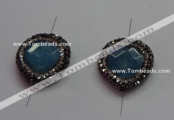 NGC7542 20*22mm faceted flat teardrop quartz connectors wholesale