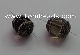 NGC7556 15*20mm egg-shaped smoky quartz connectors wholesale