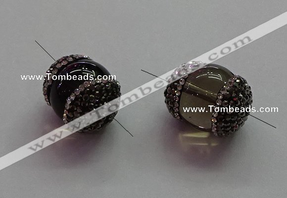 NGC7556 15*20mm egg-shaped smoky quartz connectors wholesale