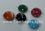 NGC77 25mm - 26mm flat round agate gemstone connectors wholesale