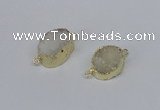 NGC858 15*20mm oval druzy agate gemstone connectors wholesale