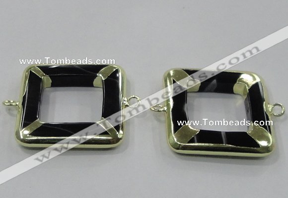 NGC885 35*35mm square black agate connectors wholesale