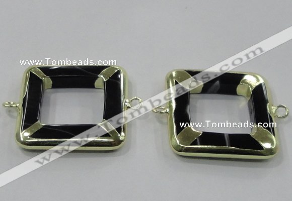 NGC885 35*35mm square black agate connectors wholesale