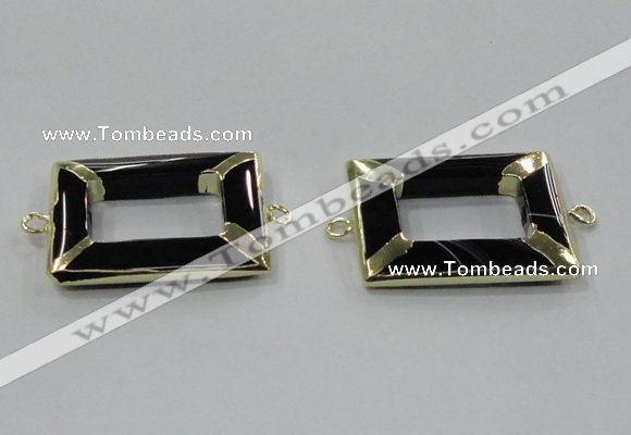 NGC886 30*40mm rectangle black agate connectors wholesale