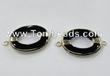 NGC888 30*40mm oval black agate connectors wholesale