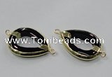 NGC889 30*40mm teardrop black agate connectors wholesale