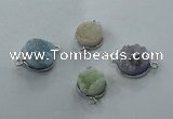 NGC89 12mm - 16mm flat round druzy agate connectors wholesale