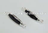 NGC988 8*30mm trihedron black agate gemstone connectors wholesale