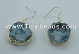 NGE07 20*25mm - 25*30mm freeform plated druzy agate earrings