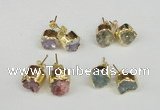 NGE105 8mm - 10mm freeform druzy agate gemstone earrings wholesale