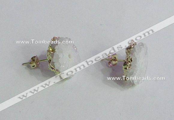 NGE138 12*14mm - 15*18mm freeform druzy agate gemstone earrings