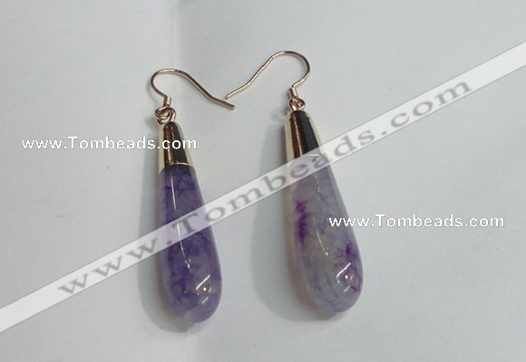 NGE14 10*40mm teardrop agate gemstone earrings wholesale