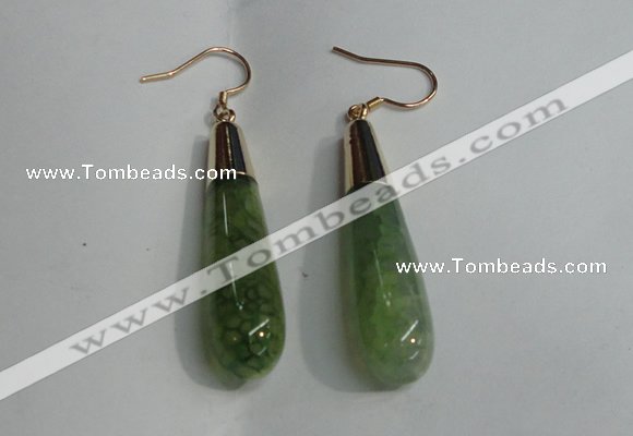 NGE16 10*40mm teardrop agate gemstone earrings wholesale