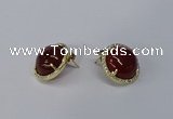 NGE188 15mm flat round agate gemstone earrings wholesale