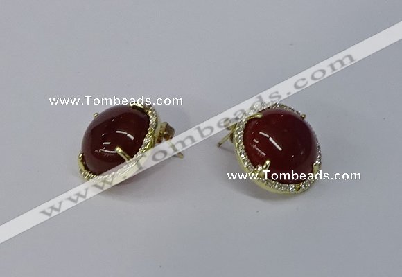 NGE188 15mm flat round agate gemstone earrings wholesale