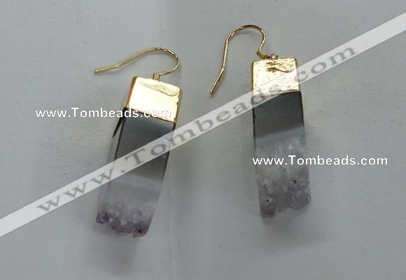 NGE20 10*25mm - 10*30mm freeform druzy amethyst earrings wholesale