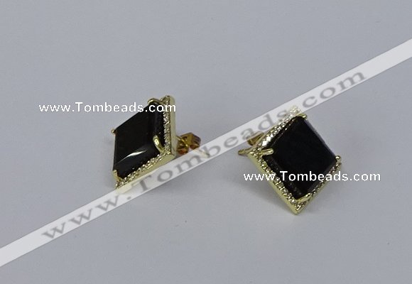 NGE203 12*12mm square agate gemstone earrings wholesale