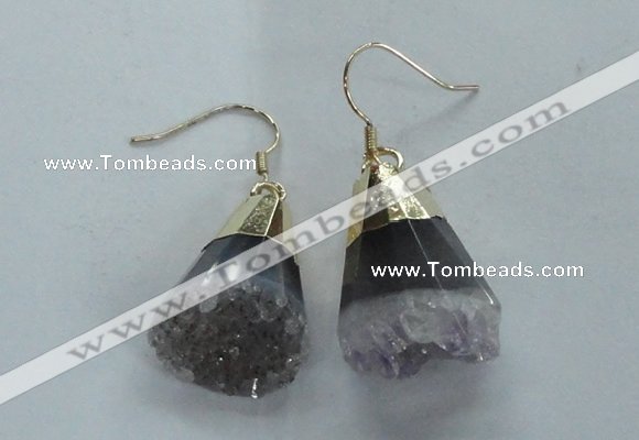 NGE21 16*22mm - 18*25mm freeform druzy amethyst earrings wholesale