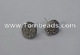 NGE221 12mm coin druzy agate gemstone earrings wholesale