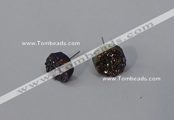 NGE223 12mm coin druzy agate gemstone earrings wholesale