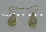 NGE242 10*12mm teardrop druzy agate gemstone earrings wholesale