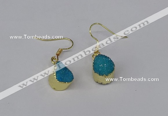 NGE246 10*12mm teardrop druzy agate gemstone earrings wholesale